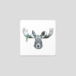 Elk on white background - coaster with wildlife motif 