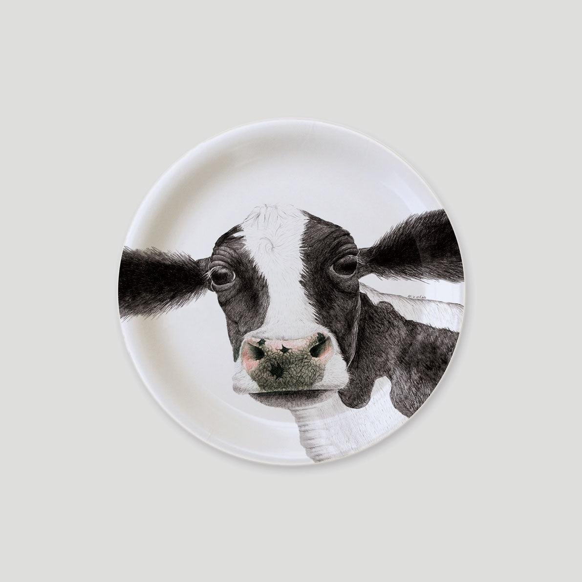 Bricka Liten - Svartvit Kossa - Rosa av Charlotte Nicolin